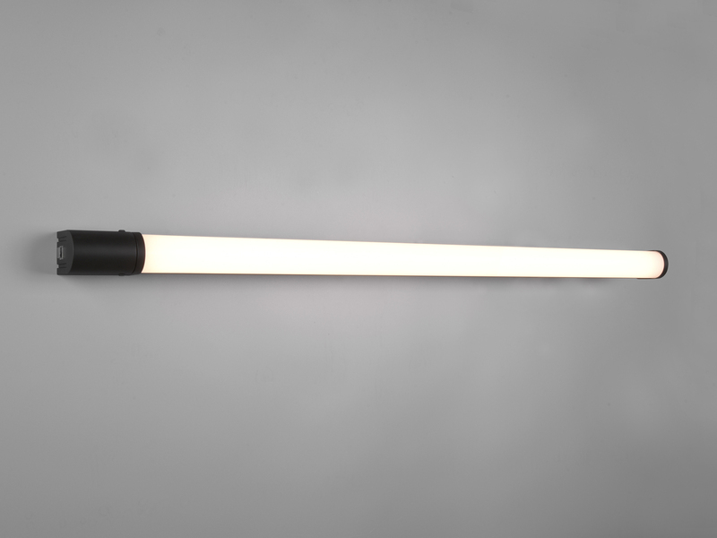 LED Bad Wandleuchte PIERA mit Steckdose Schwarz - Spiegelleuchte, Breite 119cm