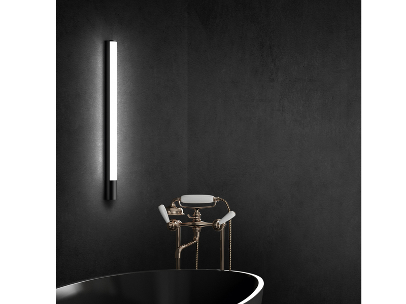LED Bad Wandleuchte PIERA mit Steckdose Schwarz - Spiegelleuchte, Breite 119cm
