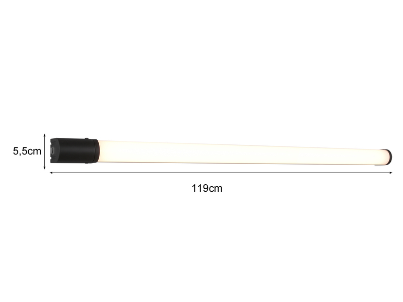 LED Bad Wandleuchte PIERA mit Steckdose Schwarz - Spiegelleuchte, Breite 119cm