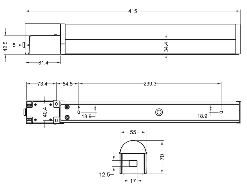 LED Bad Wandleuchte PIERA mit Steckdose Schwarz - Spiegelleuchte, Breite 41,5cm