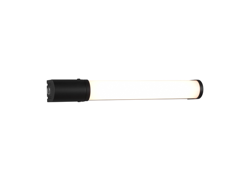 LED Bad Wandleuchte PIERA mit Steckdose Schwarz - Spiegelleuchte, Breite 41,5cm