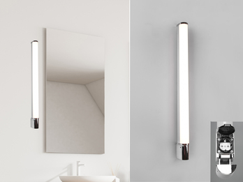 LED Bad Wandleuchte PIERA mit Steckdose Chrom - Spiegelleuchte, Breite 79cm