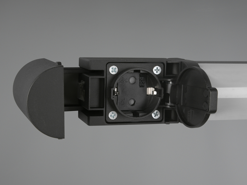 LED Bad Wandleuchte PIERA mit Steckdose Schwarz - Spiegelleuchte, Breite 79cm