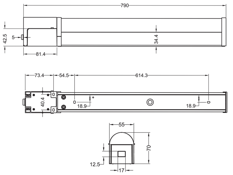 LED Bad Wandleuchte PIERA mit Steckdose Schwarz - Spiegelleuchte, Breite 79cm