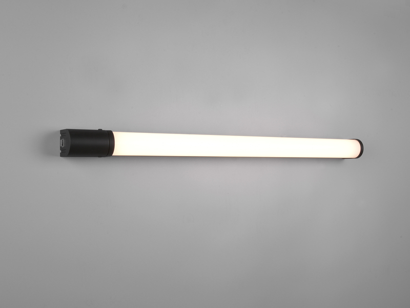 LED Bad Wandleuchte PIERA mit Steckdose Schwarz - Spiegelleuchte, Breite 79cm