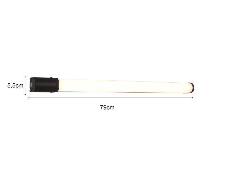 LED Bad Wandleuchte PIERA mit Steckdose Schwarz - Spiegelleuchte, Breite 79cm