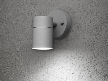 Kleine LED Außenwandleuchte Downlight, Höhe 9cm, Aluminium Grau