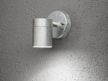 Kleine LED Außenwandleuchte Downlight, Höhe 9cm aus Stahl, Silber