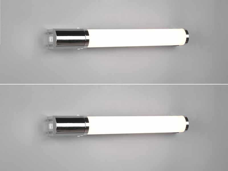 LED Bad Wandleuchten 2er Set mit Steckdose Chrom - Spiegelleuchten, B: 41,5cm