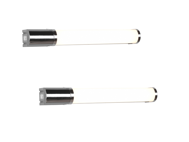 LED Bad Wandleuchten 2er Set mit Steckdose Chrom - Spiegelleuchten, B: 41,5cm