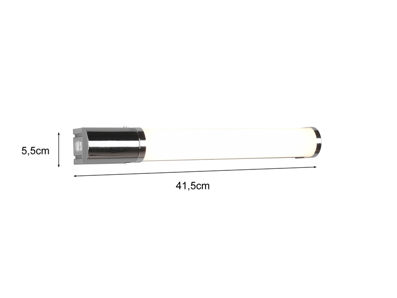 LED Bad Wandleuchten 2er Set mit Steckdose Chrom - Spiegelleuchten, B: 41,5cm