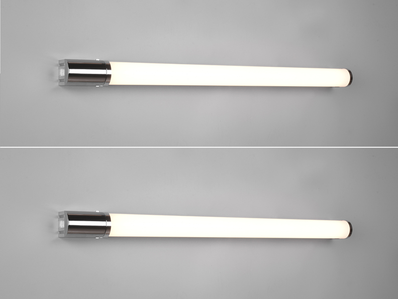 LED Bad Wandleuchten 2er Set mit Steckdose Chrom - Spiegelleuchten, B: 79cm