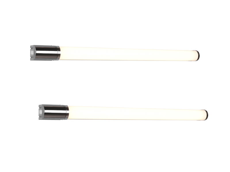 LED Bad Wandleuchten 2er Set mit Steckdose Chrom - Spiegelleuchten, B: 79cm