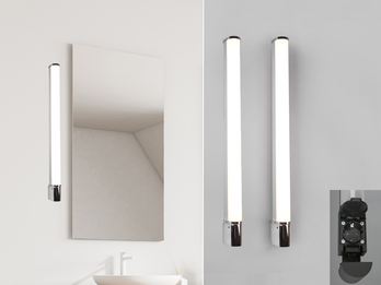 LED Bad Wandleuchten 2er Set mit Steckdose Chrom - Spiegelleuchten, B: 79cm