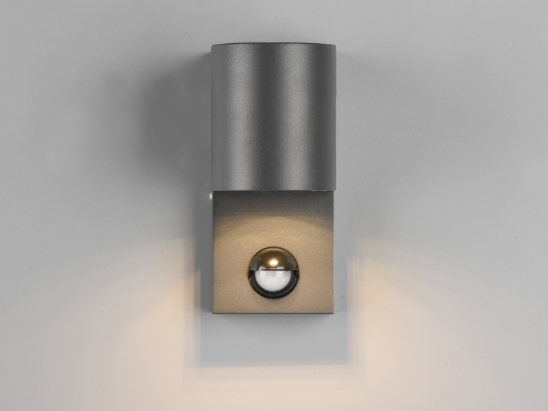 Außenwandleuchte AVA mit Bewegungsmelder aus Aluminium Anthrazit, Höhe 15cm