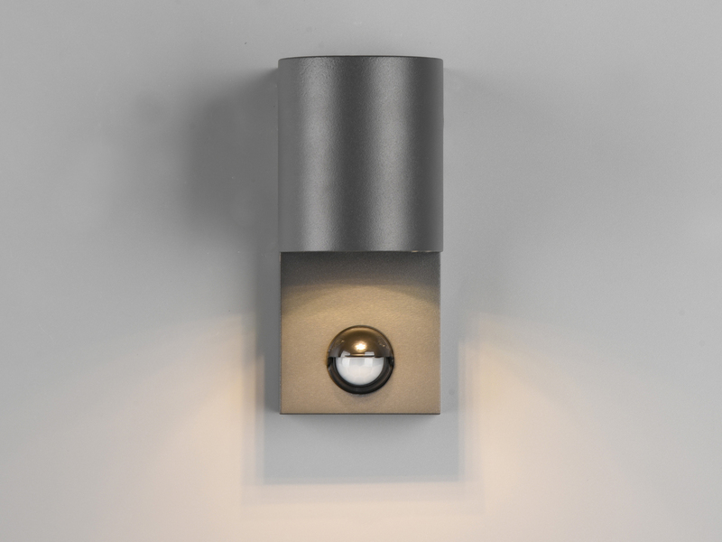 Außenwandleuchte AVA mit Bewegungsmelder aus Aluminium Anthrazit, Höhe 15cm