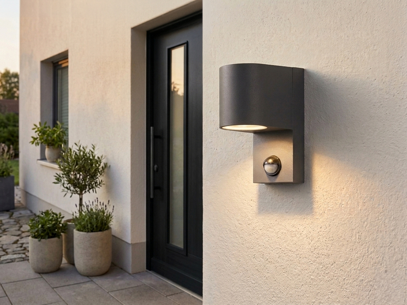Außenwandleuchte AVA mit Bewegungsmelder aus Aluminium Anthrazit, Höhe 15cm