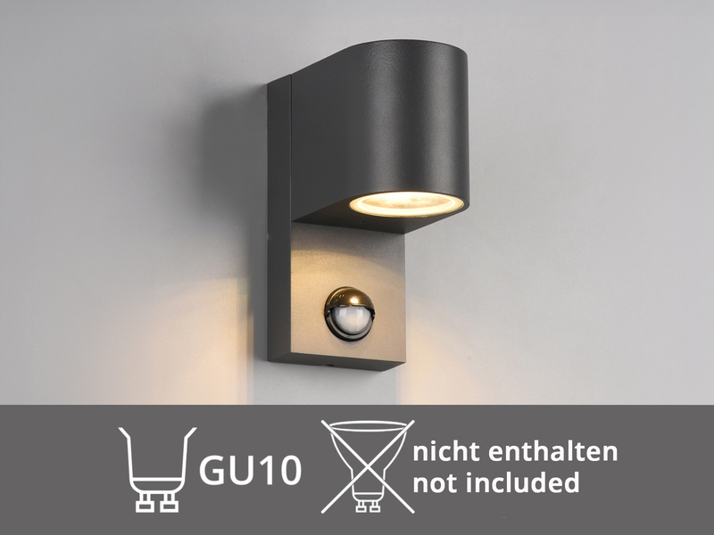 Außenwandleuchte AVA mit Bewegungsmelder aus Aluminium Anthrazit, Höhe 15cm