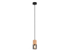 Pendelleuchte YELLE 1 flammig Lampenschirm aus Holz und Rauchglas