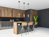 Pendelleuchte YELLE 1 flammig Lampenschirm aus Holz und Rauchglas