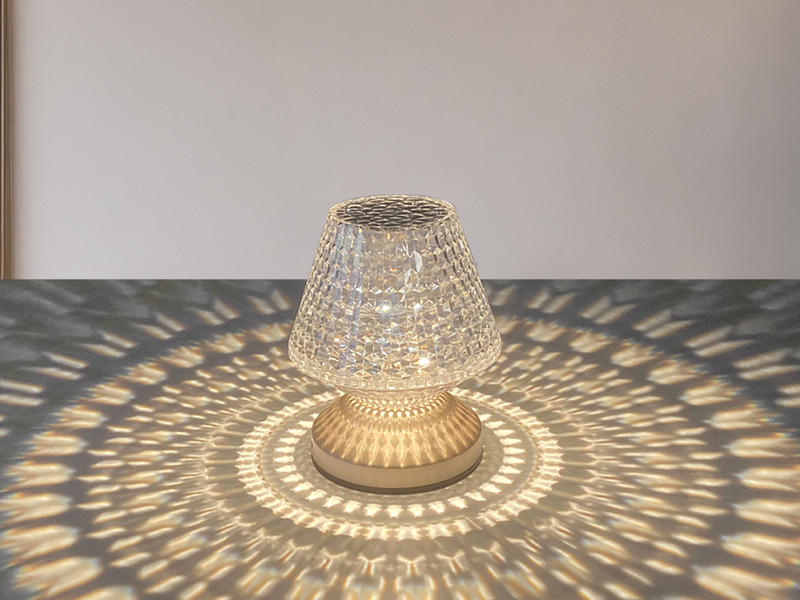 Kleine Akku Tischlampe MARIL mit Touch Funktion in Kristall Optik, Höhe 15cm