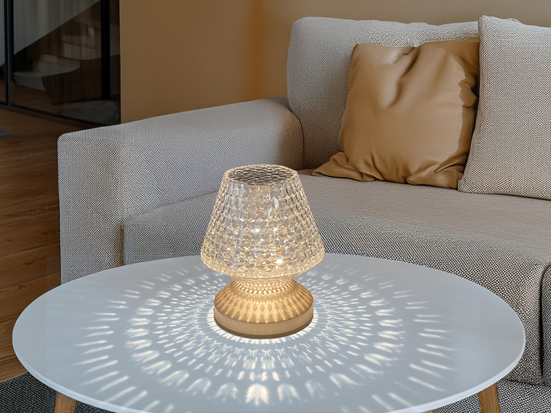 Kleine Akku Tischlampe MARIL mit Touch Funktion in Kristall Optik, Höhe 15cm