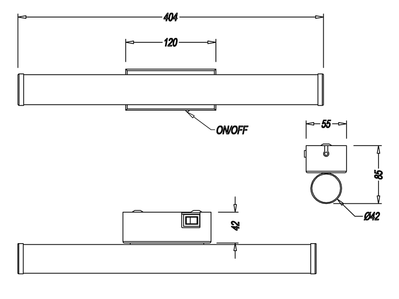 LED Bad Wandleuchte MATTIMO mit Schalter Chrom - Spiegelleuchte, Breite 40cm
