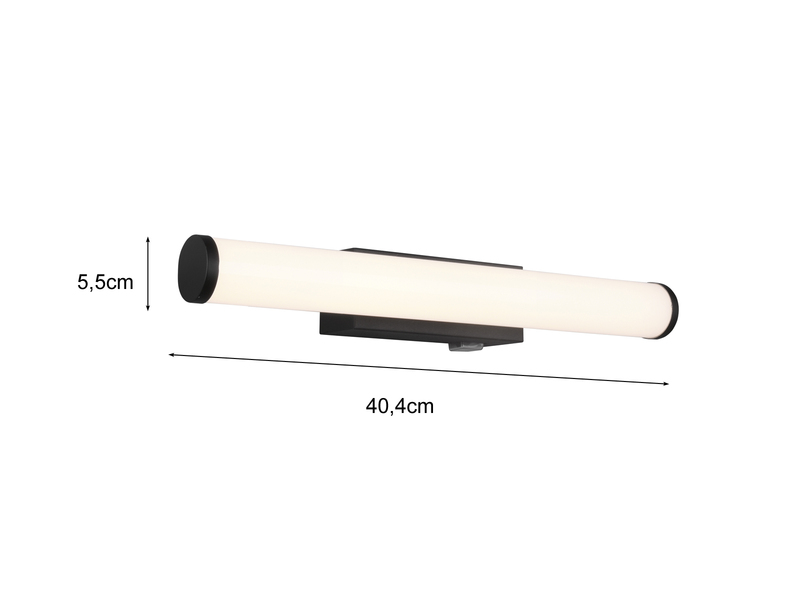 LED Bad Wandleuchte MATTIMO mit Schalter Schwarz - Spiegelleuchte, Breite 40cm