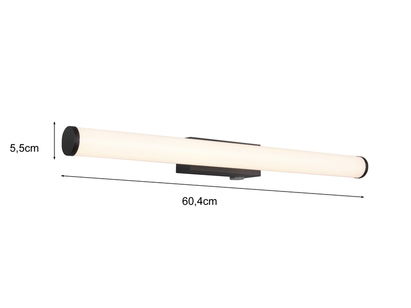 LED Bad Wandleuchte MATTIMO mit Schalter Schwarz - Spiegelleuchte, Breite 60cm