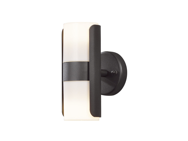 LED Up-Down Außenwandleuchte mit weißem Opalglas, Korpus Schwarz