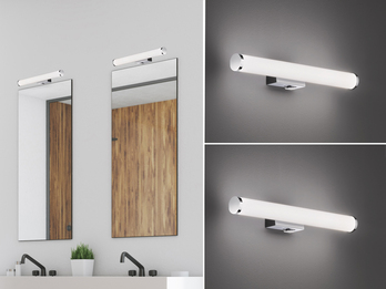 LED Bad Wandleuchten 2er Set mit Schalter Chrom - Spiegelleuchte, Breite 40cm