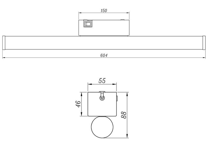 LED Bad Wandleuchten 2er Set mit Schalter Chrom - Spiegelleuchten, Breite 60cm