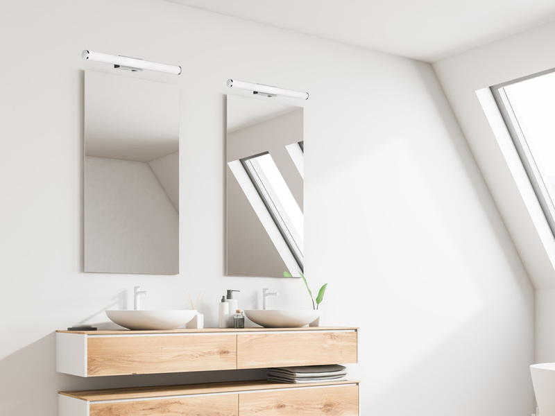 LED Bad Wandleuchten 2er Set mit Schalter Chrom - Spiegelleuchten, Breite 60cm