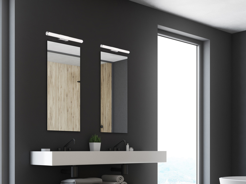 LED Bad Wandleuchten 2er Set mit Schalter Chrom - Spiegelleuchten, Breite 60cm
