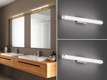 LED Bad Wandleuchten 2er Set mit Schalter Chrom - Spiegelleuchten, Breite 60cm