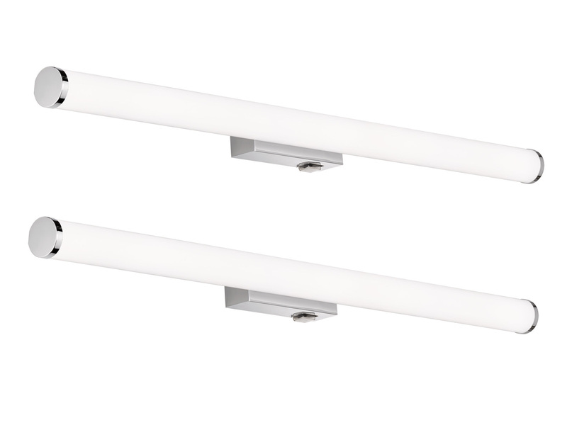 LED Bad Wandleuchten 2er Set mit Schalter Chrom - Spiegelleuchten, Breite 80cm