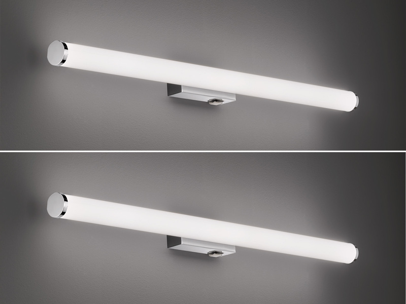 LED Bad Wandleuchten 2er Set mit Schalter Chrom - Spiegelleuchten, Breite 80cm