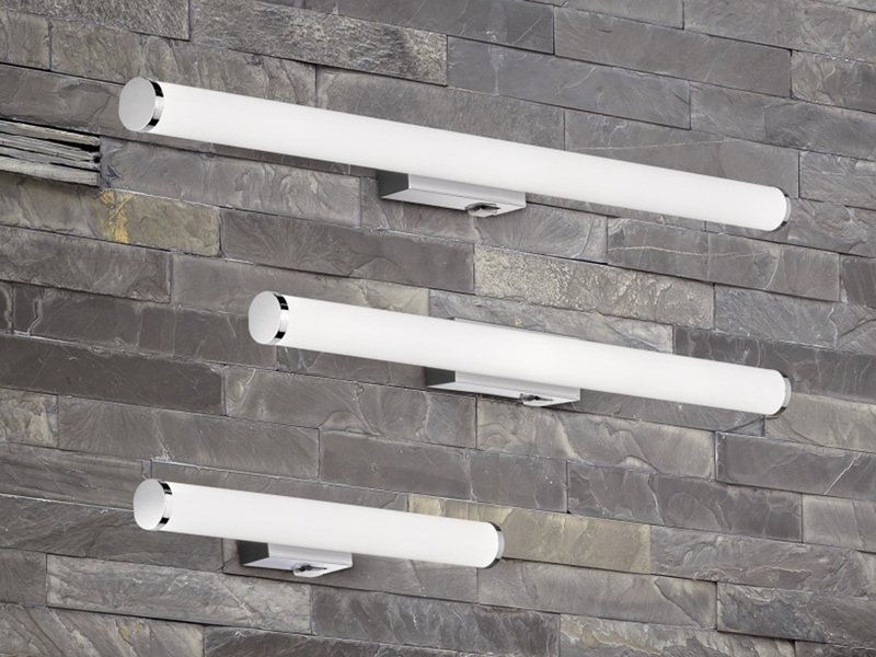 LED Bad Wandleuchten 2er Set mit Schalter Chrom - Spiegelleuchten, Breite 80cm