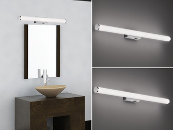 LED Bad Wandleuchten 2er Set mit Schalter Chrom - Spiegelleuchten, Breite 80cm