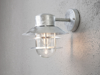 Moderne LED Außen Wandlaterne hängend, Stahl Silber, Höhe 24cm