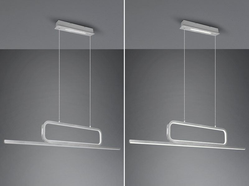 Puristische LED Pendelleuchte AICK dimmbar, Breite 110cm, Silber