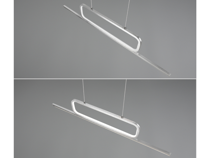 Puristische LED Pendelleuchte AICK dimmbar, Breite 110cm, Silber