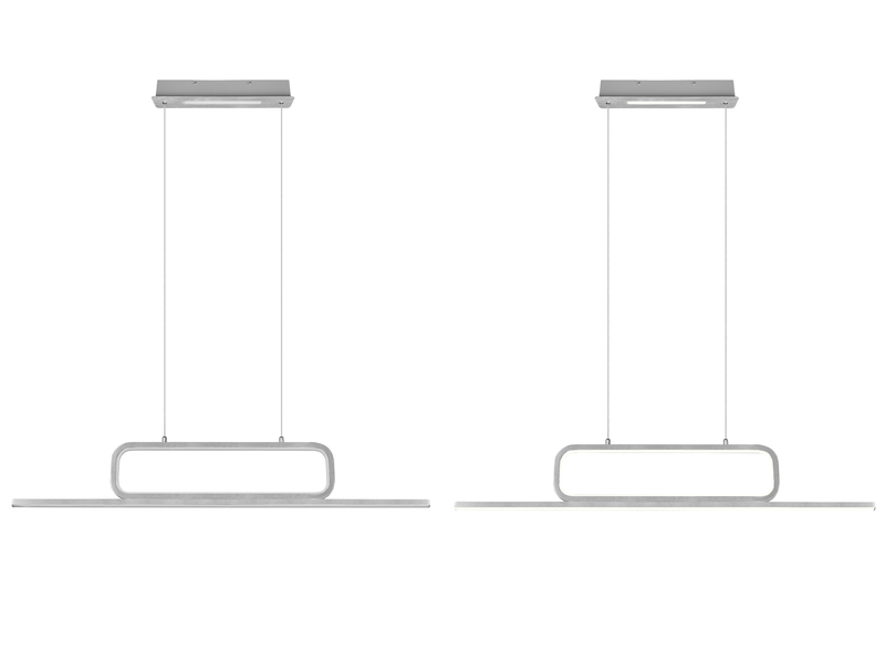 LED Pendelleuchte AICK lang modern dimmbar Silber, Breite 110cm