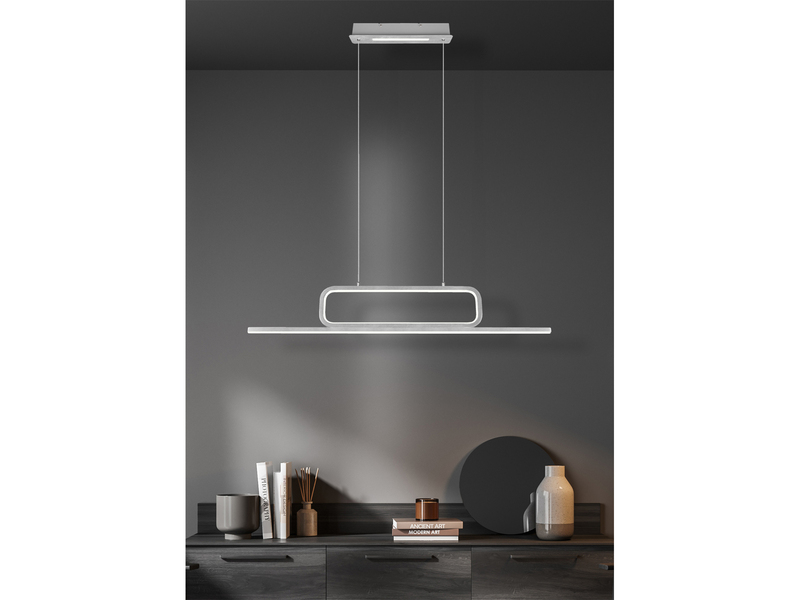 Puristische LED Pendelleuchte AICK dimmbar, Breite 110cm, Silber