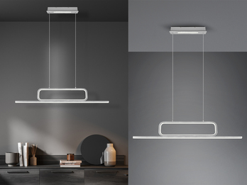 Puristische LED Pendelleuchte AICK dimmbar, Breite 110cm, Silber