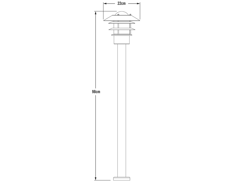 LED Wegeleuchte Außenlaterne aus Aluminium Schwarz, Höhe 98cm