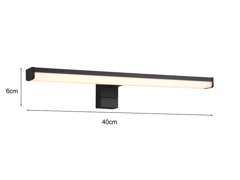 LED Badezimmer Wandleuchte LINO in Schwarz, Breite 40cm - Spiegelleuchte
