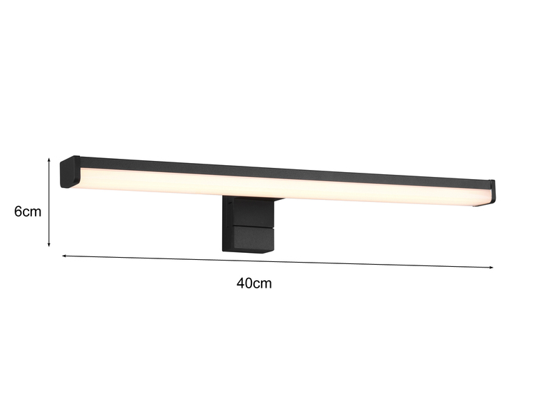 LED Badezimmer Wandleuchte LINO in Schwarz - Spiegelleuchte, Breite 40cm