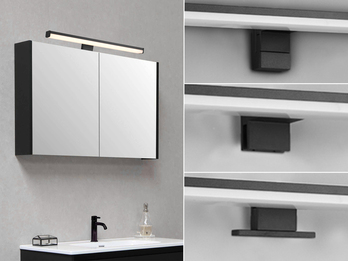 LED Badezimmer Wandleuchte LINO in Schwarz - Spiegelleuchte, Breite 40cm