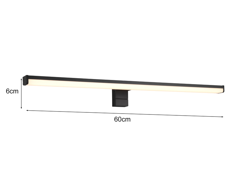 LED Badezimmer Wandleuchte LINO in Schwarz - Spiegelleuchte, Breite 60cm